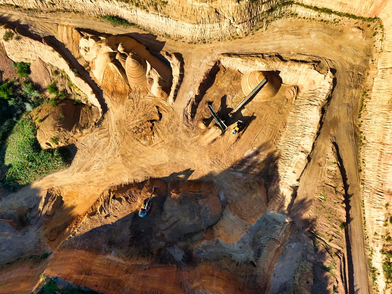 Aerial view of an excavation and grading site